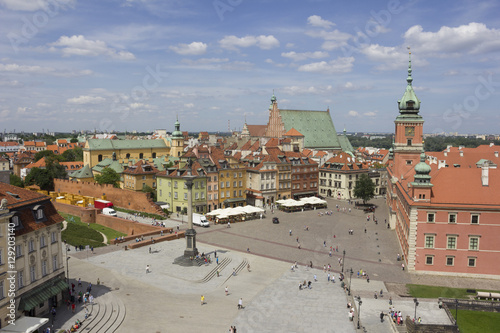 Poster Warsaw. General view of the central square with a bird's-eye view
