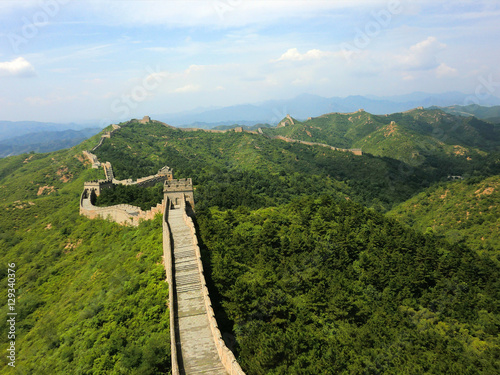 Poster Great wall of China crumbling historical marvel with crumbling old stairs