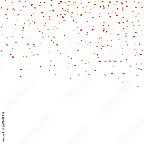 Gold Red Confetti Celebration Isolated On White Background Falling