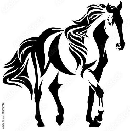 mustang horse black and white vector design