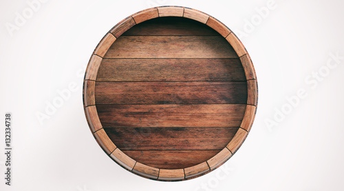 Wooden barrel on white background. 3d illustration