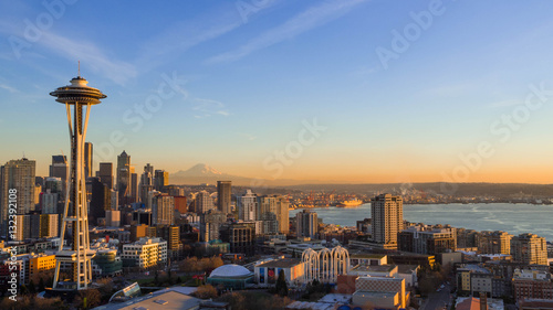 Seattle Skyline at Sunset with Space needle