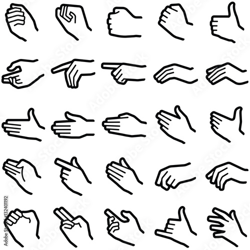 Hand icon collection - vector outline illustration | Buy Photos | AP