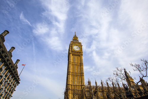 Looking up at Big Ben in Westminster