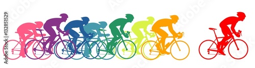 Bike racers, colorful