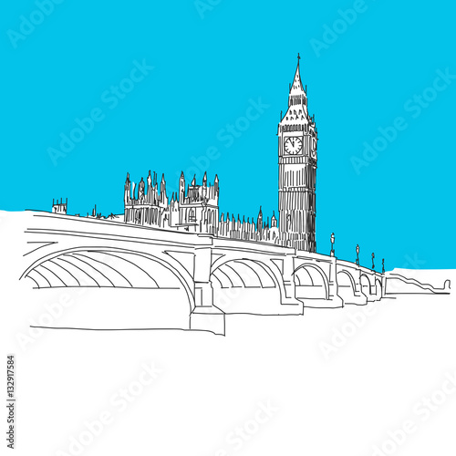 Westminster Palast mit Big Ben, Skizze