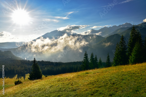 View of Tatra mountain form Rusinowa glade.