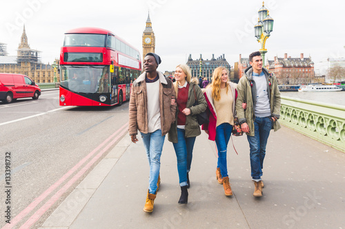 Group of friends having fun in London