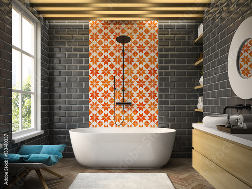Lacobel Interior modern bathroom 3D rendering