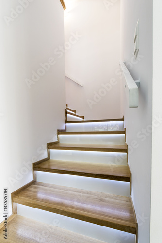 Fototapeta Modern wooden staircase