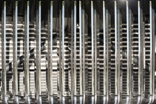 closeup of vintage chromed vehicle grille
