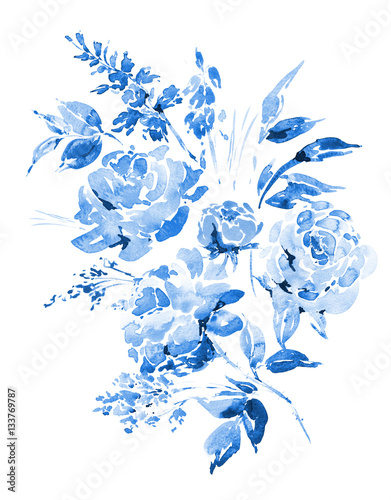 niebieskie-roze-akwarela-kwiaty-galazki-liscie-bu