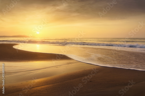 beach shore at sunset