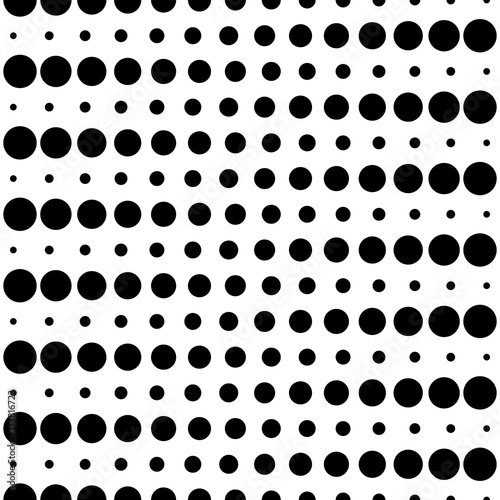 Lacobel Vector monochrome seamless pattern, different sized circles & dots, black & white, horizontal rows. Modern simple endless background. Trendy repeat geometric texture for your designs, prints, decor