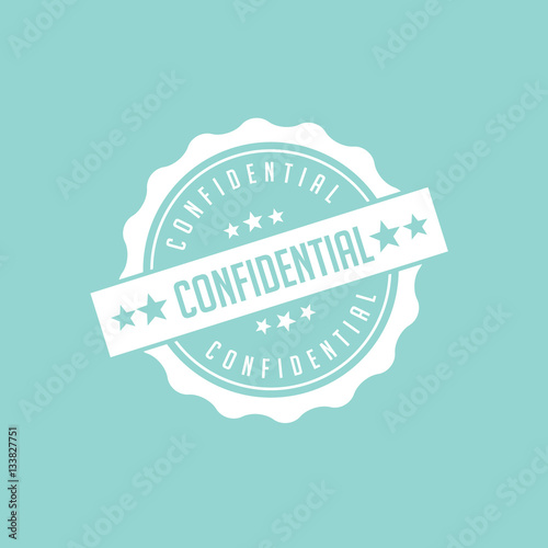Flat design confidential stamp, symbol, icon. EPS 10 vector.