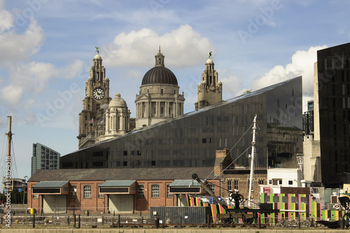 Poster Buildings in Liverpool (England) near the river Mersey, Albert d