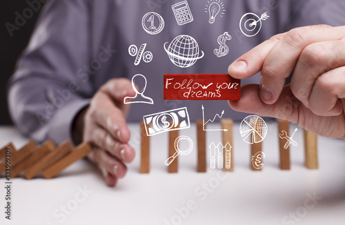 Poster Business, Technology, Internet and network concept. Young busine