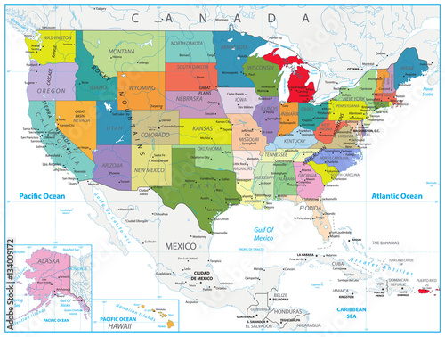 Fototapeta USA Political Map isolated on white