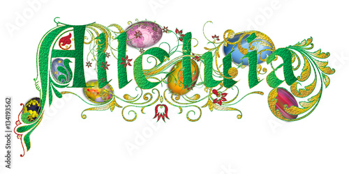 inscripcion-de-resurreccion-de-pascua-de-estilo-medieval-de-alelluia-con-huevos-de-pascua-pintados