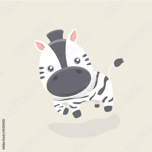 Vector cartoon character of little funny zebra.
