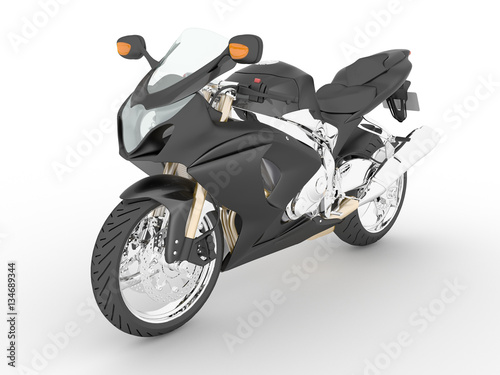 3d illustration sport black motorbike isolated on a white background.