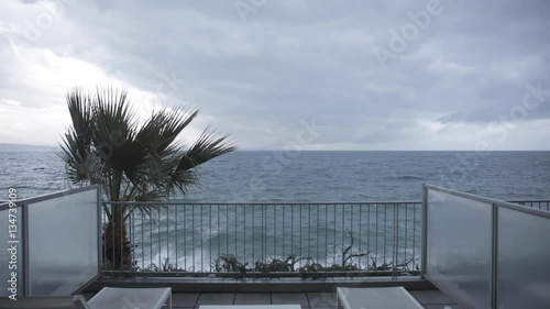 Bad Weather Rough Sea Terrace View in Italy