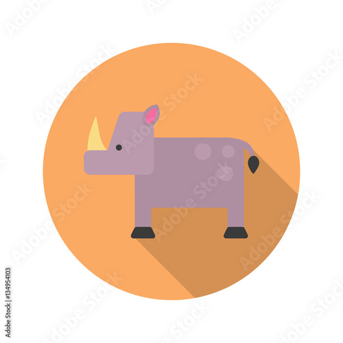 Obraz na płótnie Cartoon rhino color flat icon