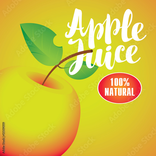 Vector banner with apple and inscription apple juice
