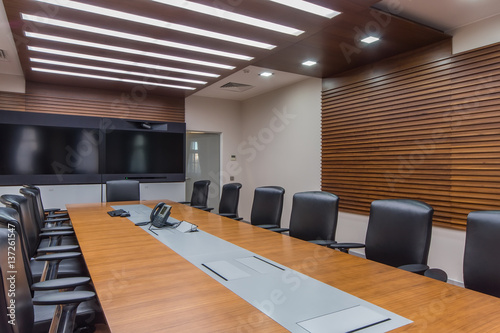 Modern conference room with wide screen TV © alhim