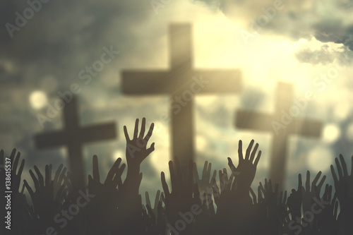 Obraz na płótnie Christian people hands praying