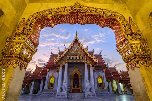 Poster Marble Temple or Wat Benchamabophit, Bangkok, Thailand (public temple no ticket