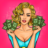  pop art girl with cash