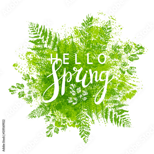 Spring background with green leaves
