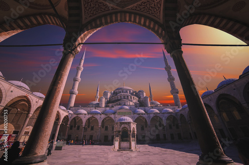 Poster Istanbul, Turkey - March 04, 2017: View of Sultanahmet Mosque, built by Sinan th