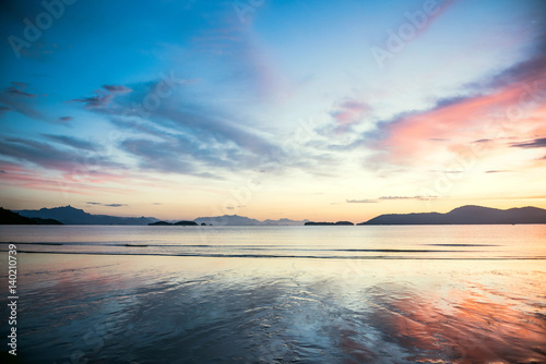 Poster Beautiful sunset in the bay of portuguese colonial town of Paraty in Rio de Jane
