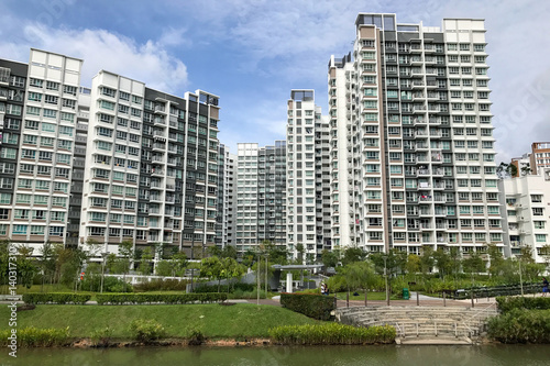 Poster Singapore Public Housing Apartments in Punggol District, Singapore