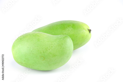 fresh green mango isolated on white background