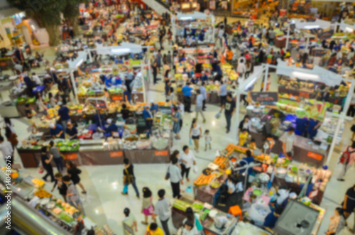 Top view of shopping mall,blurred background