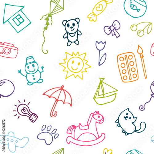 doodle-dzieci-rysunek-tlo-bezszwowy-wzor-dla-slicznych-malych-dziewczynek-i-chlopiec-szkic-zestaw-rysunkow-w-stylu-dziecka