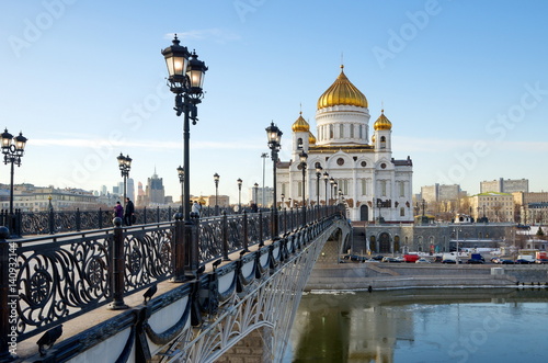 Poster Moscow, Russia - February 16, 2017: Winter view of the Cathedral of Christ the S