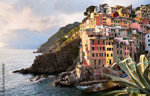 Poster Beautiful town of Riomaggiore - the first of the Five Lands of the Italian Natio