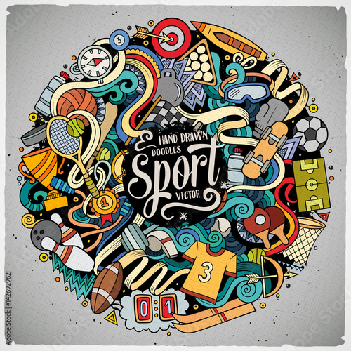 kreskowek-doodles-sporta-sliczna-reka-rysujaca-ilustracja