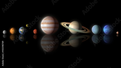Obraz na płótnie planets of the solar system isolated on black