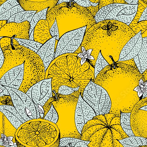 wzor-wyciagnac-reke-pomaranczy-i-plastry-w-styl-szkic-ilustracji-wektorowych