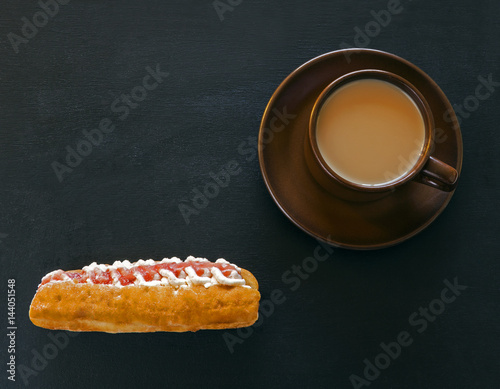 Poster Donut and coffee on blackboard for teacher - education food concept
