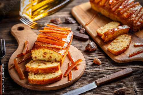 Cake with candied orange zest