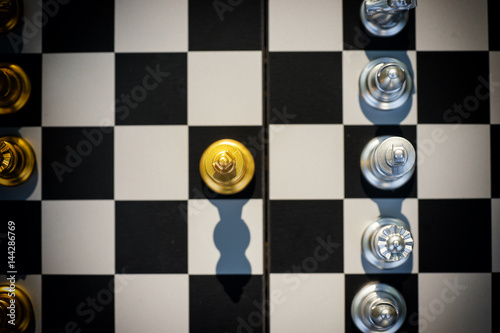 Poster top view scene of chess game of king flight - can use to display or montage on p
