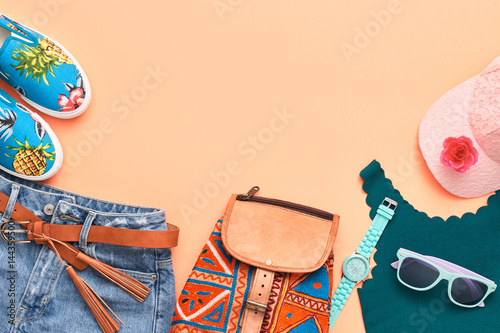 Obraz na plátně Fashion Hipster Accessories. Stylish Urban Outfit
