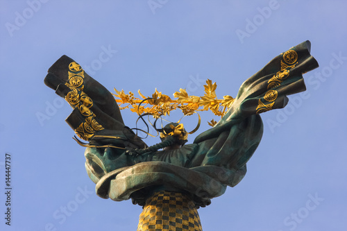 Poster Statue architecture monument at Independence Square in Ukraine capital city Kiev