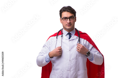 Super hero doctor isolated on white